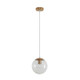 Single Sphere Glass Shade Pendant Light With Satin Brass Metalware E27 IP20 25W Single Sphere Glass Shade Pendant Light With Satin Brass Metalware E27 IP20 25W
